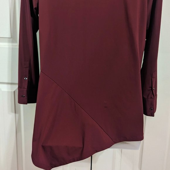 DISCOUNTED FINAL PRICE H by Halston Button Down Asymmetrical Tunic Top - Picture 3 of 7